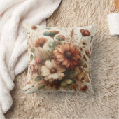 ボタニカルウォーター自然カラー秋花模様 クッション (ブランケット)