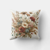 ボタニカルウォーター自然カラー秋花模様 クッション (裏面)