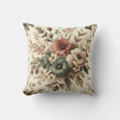 ボタニカルウォーター自然カラー秋花模様 クッション (正面)