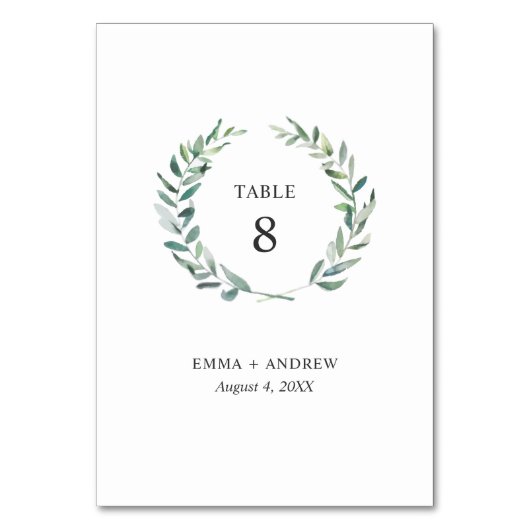 ボタニカルウォーター色のリース葉 テーブルナンバー (正面)