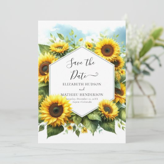 ボタニカルウォーター色ひまわり結婚の花 セーブザデート (スタンド正面)