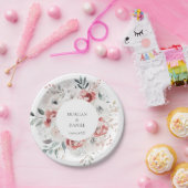 ボタニカルウォーター色バラ庭園の結婚式 ペーパープレート (パーティー)