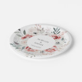 ボタニカルウォーター色バラ庭園の結婚式 ペーパープレート (アングル)