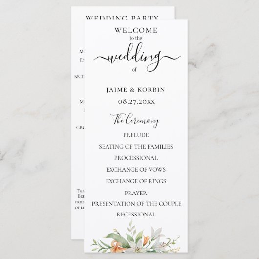 ボタニカルウォーター色フローラリリー結婚ズ プログラム (正面/裏面)