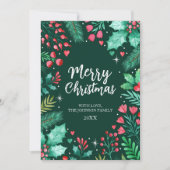 ボタニカルウォーター色メリークリスマスダークグリーン シーズンカード (正面)