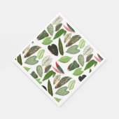 ボタニカルウォーター色ヴィンテージ緑葉色 スタンダードランチョンナプキン (角)