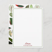 ボタニカルウォーター色ヴィンテージ緑葉色 ノートカード (正面/裏面)