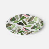 ボタニカルウォーター色ヴィンテージ緑葉色 ペーパープレート (アングル)