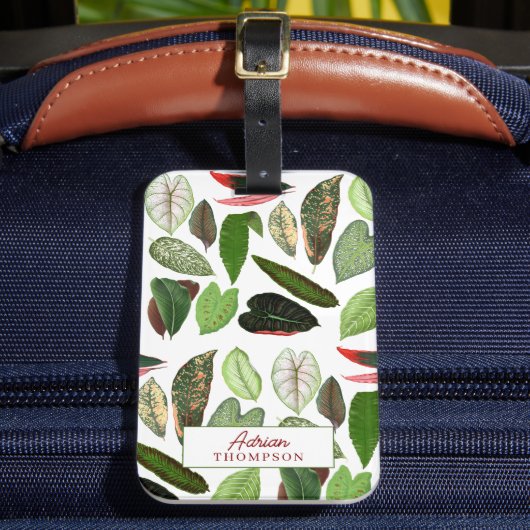 ボタニカルウォーター色ヴィンテージ緑葉色 ラゲッジタグ (正面インサイチュ2)