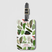 ボタニカルウォーター色ヴィンテージ緑葉色 ラゲッジタグ (正面縦)