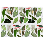 ボタニカルウォーター色ヴィンテージ緑葉色 ラージペーパーバッグ (裏面)