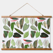 ボタニカルウォーター色ヴィンテージ緑葉色 吊り下げ型タペストリー (正面)