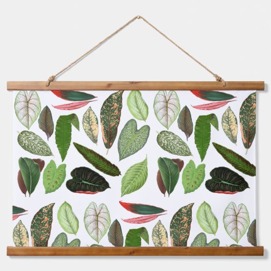 ボタニカルウォーター色ヴィンテージ緑葉色 吊り下げ型タペストリー (正面)