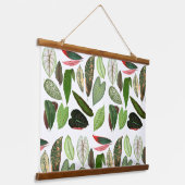 ボタニカルウォーター色ヴィンテージ緑葉色 吊り下げ型タペストリー (傾斜あり)