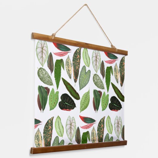 ボタニカルウォーター色ヴィンテージ緑葉色 吊り下げ型タペストリー (傾斜あり)