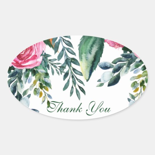ボタニカルウォーター色ヴィンテージ葉フローラの恩恵 楕円形シール (正面)