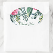 ボタニカルウォーター色ヴィンテージ葉フローラの恩恵 楕円形シール (バッグ)