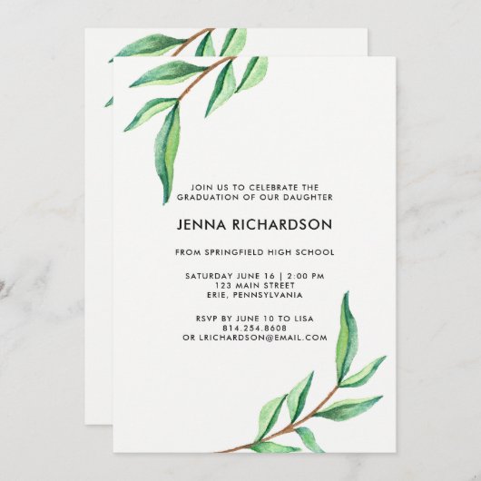 ボタニカルウォーター離れカラー | 卒業党 招待状 (正面/裏面)