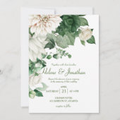 ボタニカルエメラルドグリーンのモダンでエレガントな結婚式 招待状 (正面)