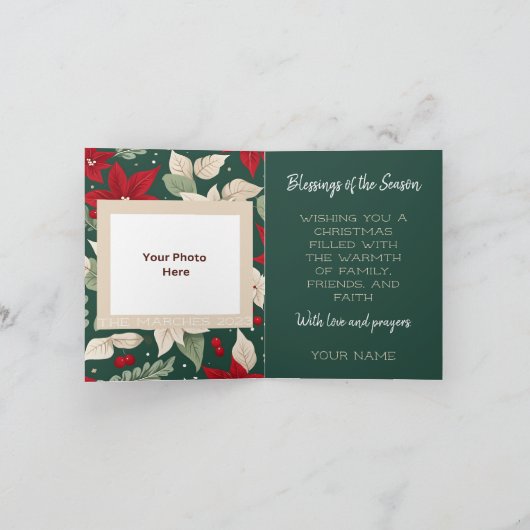 ボタニカルエレガンスクリスマスフォールディンググリーティングカード カード (内部)