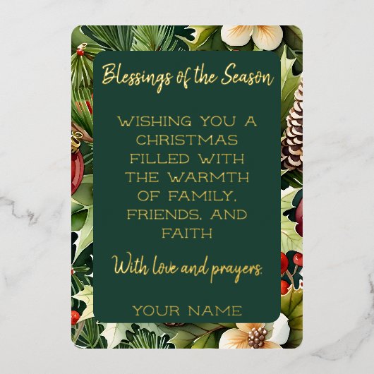 ボタニカルエレガンスクリスマス 箔シーズンカード (正面)