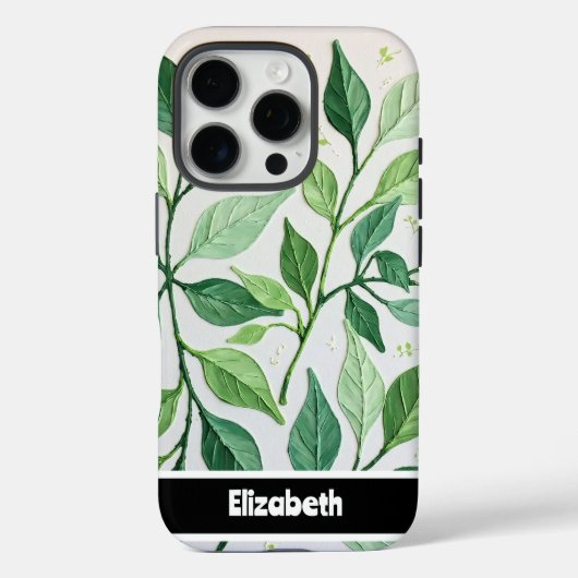 ボタニカルエレガンスグリーンリーフラワー Case-Mate iPhoneケース (裏面)