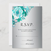 ボタニカルエレガンスティール(緑がかった色)オンシルバーウェディングSVP 招待状 (正面)