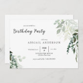 ボタニカルエレガンスバースデーパーティーの招待 招待状 (正面/裏面)