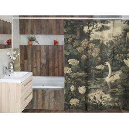 ボタニカルエレガンス、スワン・イン・ザ・フォレスト シャワーカーテン