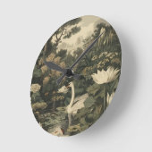 ボタニカルエレガンス – スワン・イン・ザ・フォレスト ラウンド壁時計 (傾斜)