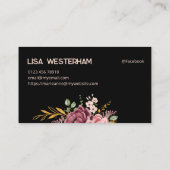 ボタニカルエレガンス:ブラック&ピンクフローラ 名刺 (裏面)