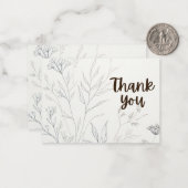 ボタニカルエレガンス：ミニマリストありがとうフラットノート ノートカード (正面/裏面インサイチュ)