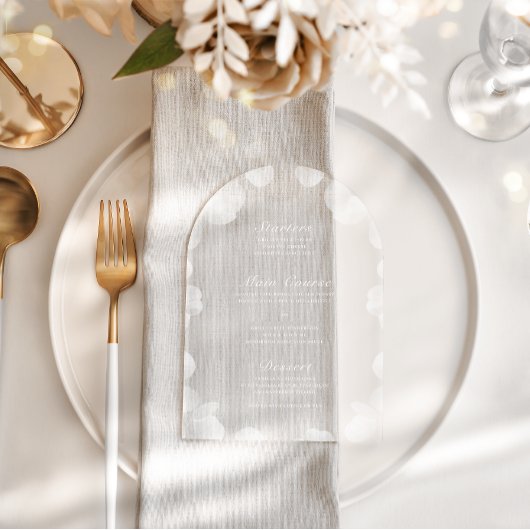 ボタニカルエレガントアクリル系結婚式レセプションメニュー アクリル招待状