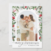 ボタニカルエレガントアーチ1フォトメリークリスマス シーズンカード (正面)