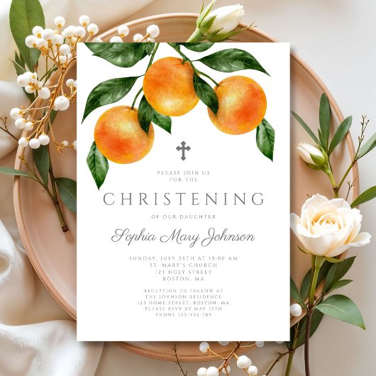ボタニカルエレガントガール《キリスト教》洗礼式や命名式 招待状