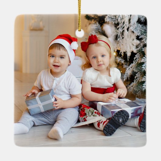 ボタニカルエレガントクリスマスファミリー5写真 セラミックオーナメント (裏面)