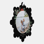 ボタニカルエレガントクリスマスフォトブラック オーナメントカード (右)