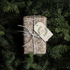 ボタニカルエレガントクリスマスリースハッピーホリデー ギフトタグ