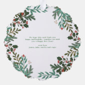 ボタニカルエレガントグリーンハッピーホリデーフォト オーナメントカード (裏面)