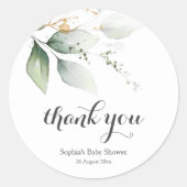 ボタニカルエレガントグリーン金ゴールドありがとうステッカー ラウンドシール (正面)