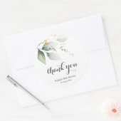 ボタニカルエレガントグリーン金ゴールドありがとうステッカー ラウンドシール (封筒)