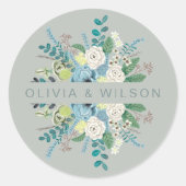 ボタニカルエレガントシーグリーンシックフローラロクラシックー ラウンドシール (正面)