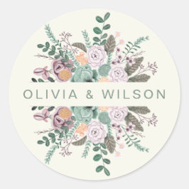 ボタニカルエレガントセージグリーンシックフローラ ラウンドシール