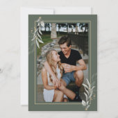 ボタニカルエレガントセージ緑の金ゴールド結婚式の招待 招待状 (裏面)