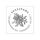 ボタニカルエレガントトロピカルブーケ差出人住所 ラバースタンプ (インプリント)