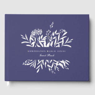 ボタニカルエレガントネイビーブルーバケーションホーム ゲストブック