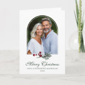 ボタニカルエレガントパインベリークリスマスフォト シーズンカード (正面)