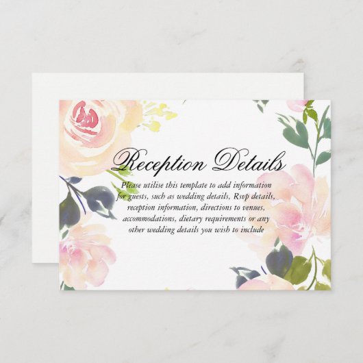 ボタニカルエレガントフラワーウェディングの披露宴の詳細 エンクロージャーカード (正面/裏面)