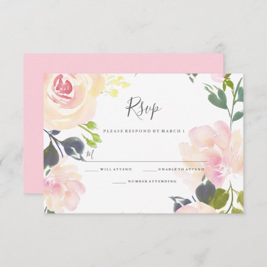 ボタニカルエレガントフローラすべての行事RSVPカード 出欠カード (正面/裏面)