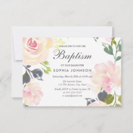 ボタニカルエレガントフローラガールバプテスマ招待状 招待状